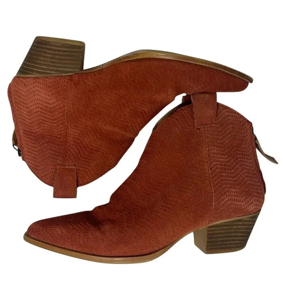 Dingo Kuster Pointed Toe Cowboy Casual Rust Ankle Boot Women's Size 6.5 - Picture 5 of 8